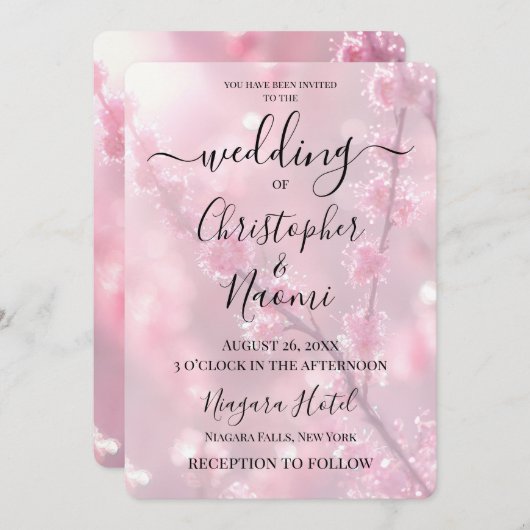 Creëer uw eigen aangepaste roze ontluikende takken kaart (Voorkant / Achterkant)