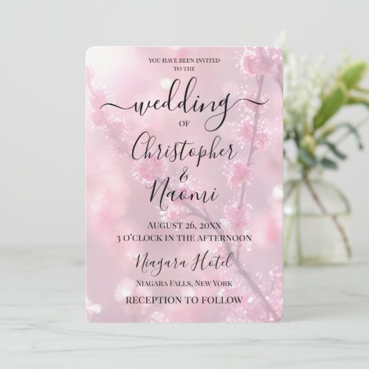 Creëer uw eigen aangepaste roze ontluikende takken kaart (Staand voorkant)