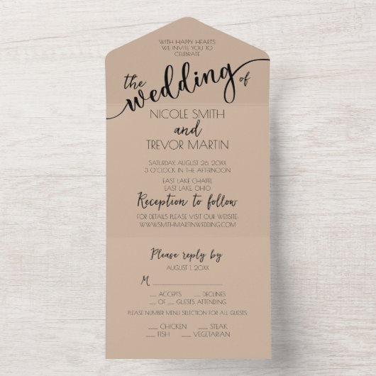 Creëer Uw Eigen Aangepaste Sepia All In One Uitnodiging (Binnen)