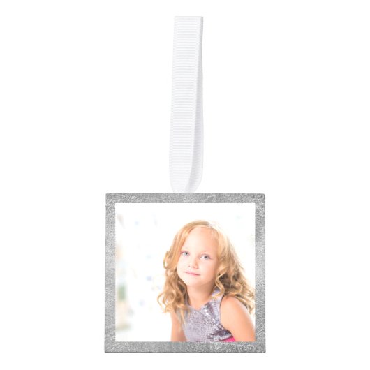 Creëer Uw eigen aangepaste serie Foto Silver Kubus Ornament (Voorkant)