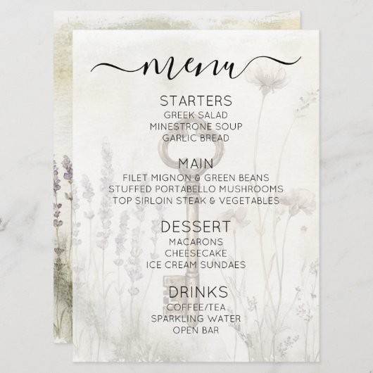 Creëer Uw Eigen Aangepaste Shabby Chic  Sleutel Menu (Voorkant / Achterkant)