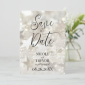 Creëer uw eigen aangepaste sprankelende ivoren ste save the date (Staand voorkant)