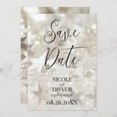Creëer uw eigen aangepaste sprankelende ivoren ste save the date (Voorkant / Achterkant)