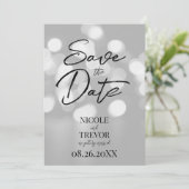 Creëer Uw eigen aangepaste wazige B & W Bokeh Save The Date (Staand voorkant)