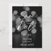 Creëer Uw eigen aangepaste wazige B & W Bokeh Save The Date (Voorkant)