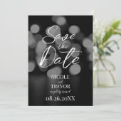 Creëer Uw eigen aangepaste wazige B & W Bokeh Save The Date (Staand voorkant)