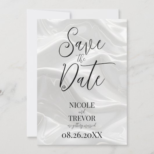 Creëer uw eigen aangepaste witte golven save the date (Voorkant)