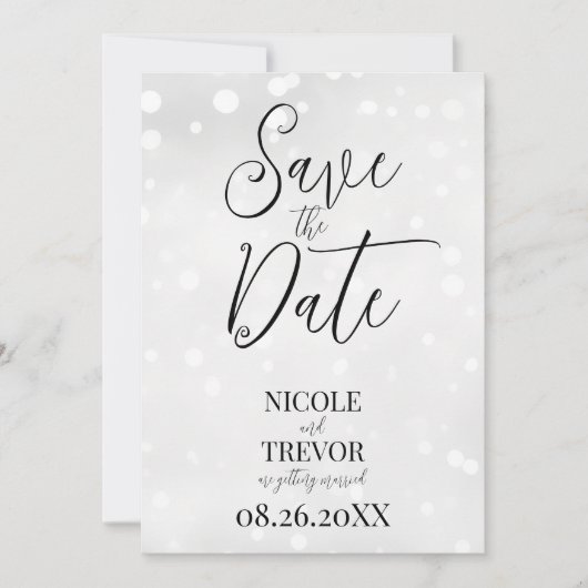 Creëer uw eigen aangepaste witte stippen save the date (Voorkant)