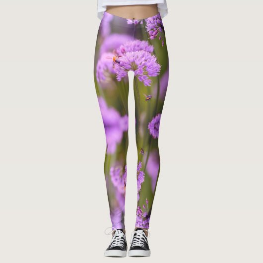 Creëer Uw eigen aangepaste Yoga Wildflower op Leggings (Voorkant)