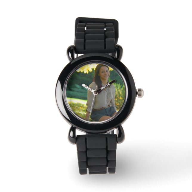 Creëer Uw Eigen Aangepaste Zilveren Glitterhorloge Horloge (Voorkant)