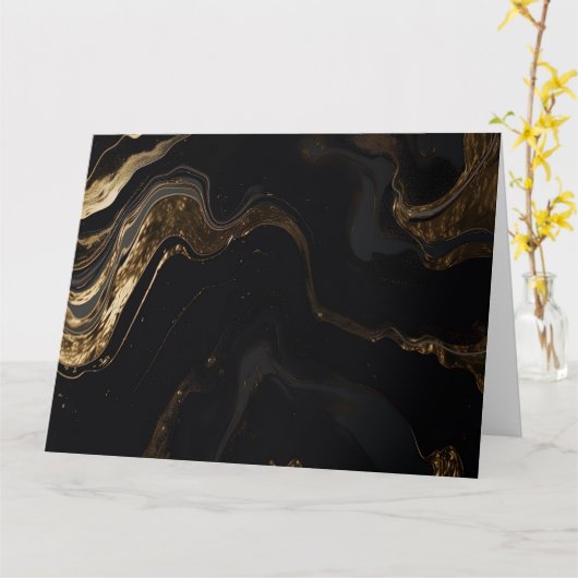 Creëer Uw Eigen  Abstract Zwart & Goud Kaart (Gele Bloem)