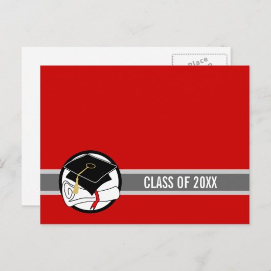 Creëer Uw eigen Afstuderen Briefkaart Diploma Rood (Voorkant / Achterkant)