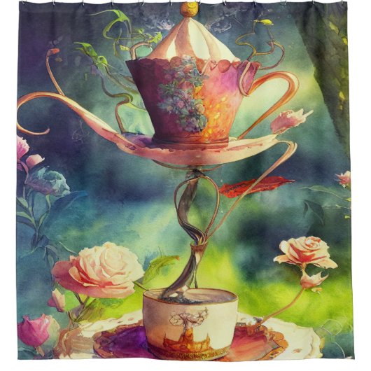 Creëer Uw eigen Alice in Wonderland Magisch Ontwer Douchegordijn (Voorkant)