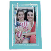 Creëer uw eigen aqua blue kerstvakantie foto medium cadeauzakje (Voorkant)