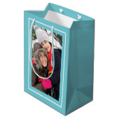 Creëer uw eigen aqua blue kerstvakantie foto medium cadeauzakje (Achterkant Gekanteld)