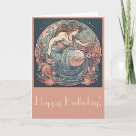 Creëer Uw eigen Art Nouveau Aquarius Zodiac Feestdagen Kaart