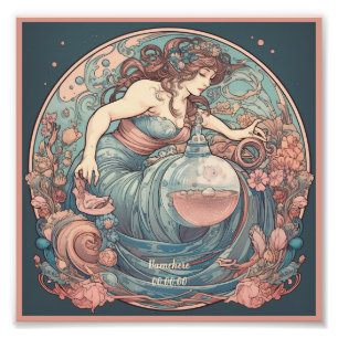 Creëer Uw eigen Art Nouveau Aquarius Zodiac Foto Afdruk