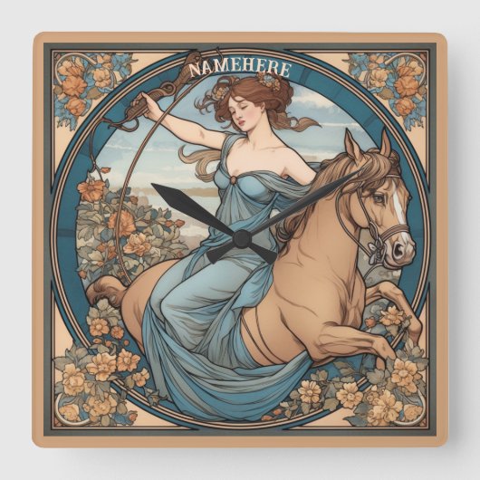 Creëer Uw eigen Art Nouveau Boogschutter Vierkante Klok (Voorkant)