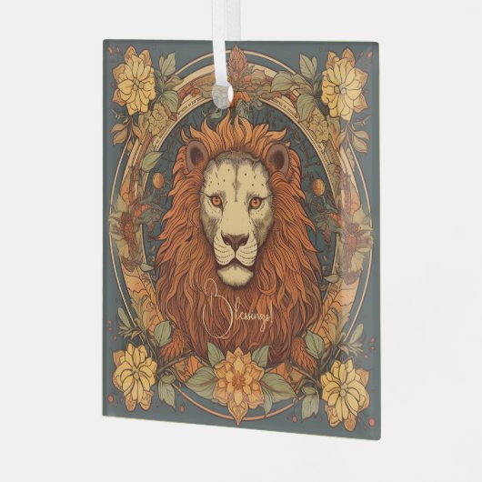 Creëer Uw eigen Art Nouveau Leo Zodiac Glas Ornament (Voorkant links)