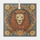 Creëer Uw eigen Art Nouveau Leo Zodiac Glas Ornament (Voorkant)