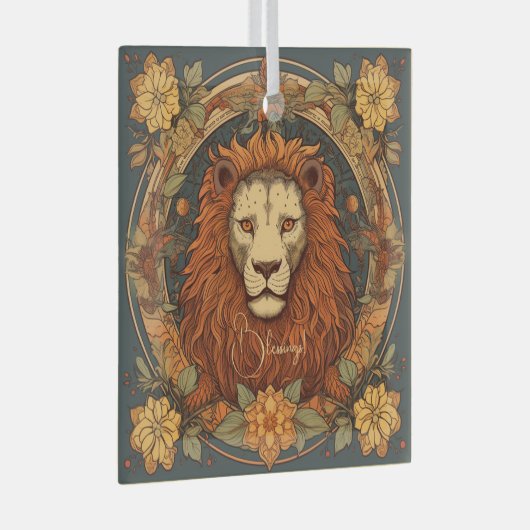 Creëer Uw eigen Art Nouveau Leo Zodiac Glas Ornament (Voorkant Rechts)