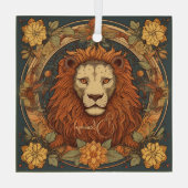 Creëer Uw eigen Art Nouveau Leo Zodiac Glas Ornament (Achterkant)