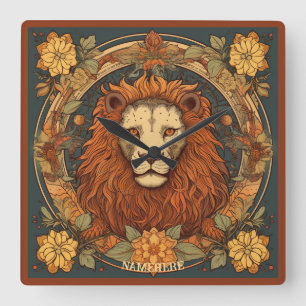 Creëer Uw eigen Art Nouveau Leo Zodiac Vierkante Klok