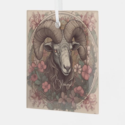 Creëer Uw eigen Art Nouveau Ram Zodiac Glas Ornament (Voorkant links)