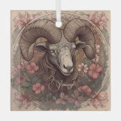 Creëer Uw eigen Art Nouveau Ram Zodiac Glas Ornament (Voorkant)