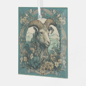 Creëer Uw eigen Art Nouveau Steenbok Zodiac Glas Ornament (Voorkant links)