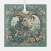 Creëer Uw eigen Art Nouveau Steenbok Zodiac Glas Ornament (Voorkant)
