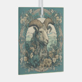 Creëer Uw eigen Art Nouveau Steenbok Zodiac Glas Ornament (Voorkant Rechts)