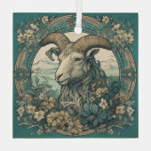 Creëer Uw eigen Art Nouveau Steenbok Zodiac Glas Ornament (Achterkant)