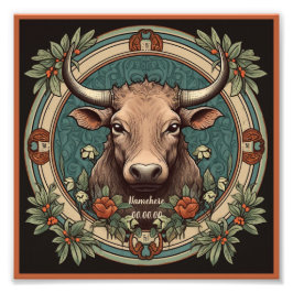 Creëer Uw eigen Art Nouveau Taurus Zodiac Foto Afdruk
