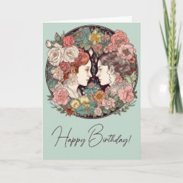 Creëer Uw eigen Art Nouveau Tweelingen Zodiac Feestdagen Kaart