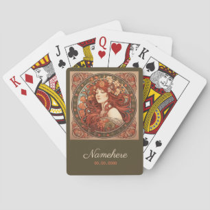 Creëer Uw eigen Art Nouveau Virgo Zodiac Pokerkaarten