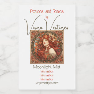 Creëer Uw eigen Art Nouveau Virgo Zodiac Wijn Etiket