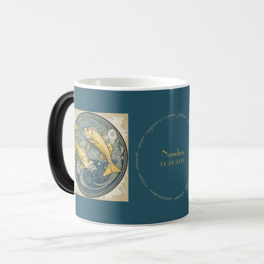 Creëer Uw eigen Art Nouveau Vissen Zodiac Magische Mok (Voorkant links)
