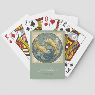 Creëer Uw eigen Art Nouveau Vissen Zodiac Pokerkaarten