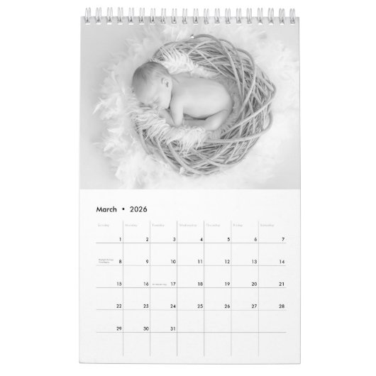 Creëer Uw Eigen B&W Baby Foto's 2025 Kalender (Mar 2026)