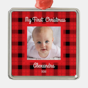 Creëer Uw Eigen Baby Foto's 1e Kerstmis Metalen Ornament