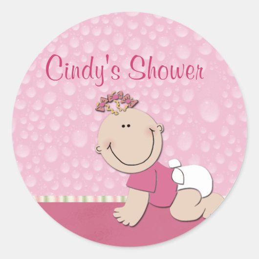 Creëer uw eigen baby shower ronde sticker (Voorkant)