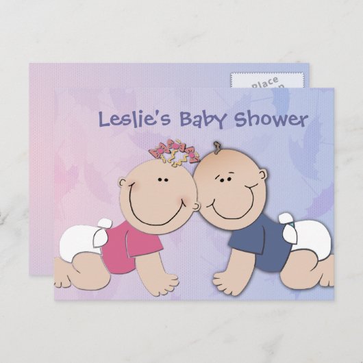 Creëer uw eigen baby shower uitnodiging briefkaart (Voorkant / Achterkant)