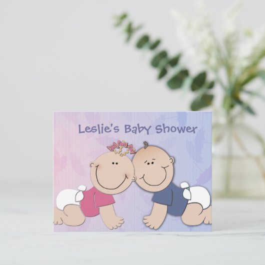 Creëer uw eigen baby shower uitnodiging briefkaart (Staand voorkant)