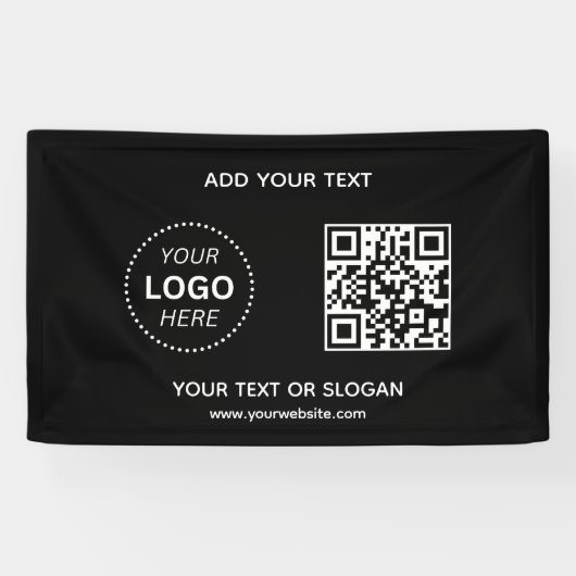 Creëer Uw eigen bedrijf Logo QR Code & Website Spandoek (Horizontaal)