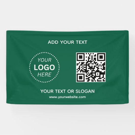 Creëer Uw eigen bedrijf Logo QR Code & Website Spandoek (Horizontaal)