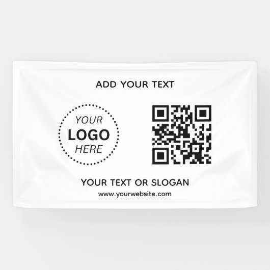 Creëer Uw eigen bedrijf Logo QR Code & Website Spandoek (Horizontaal)