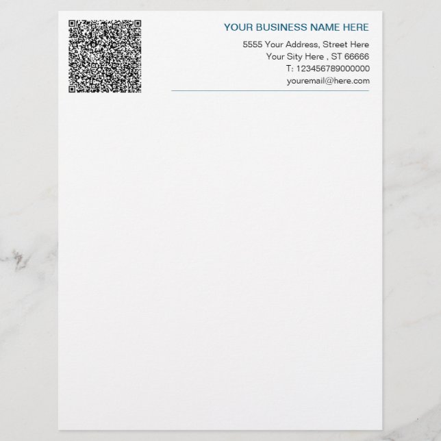 Creëer Uw eigen bedrijf QR Code Letterhead Voorbee Briefhoofd (Voorkant)