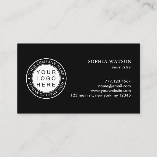 Creëer Uw eigen bedrijf - zwart en wit Logo Visitekaartje (Voorkant)