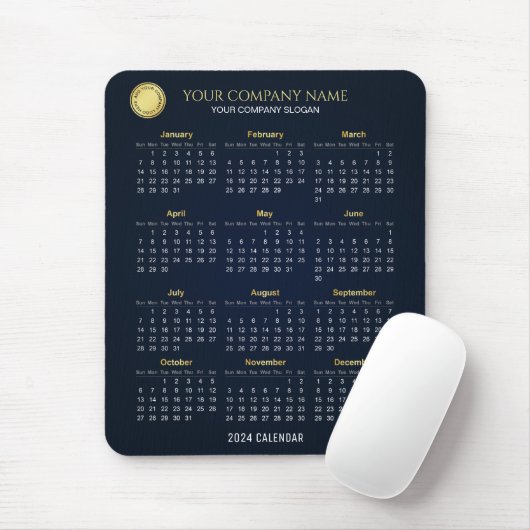 Creëer Uw eigen bedrijfskalender 2024 | Mousepad Muismat (Met muis)